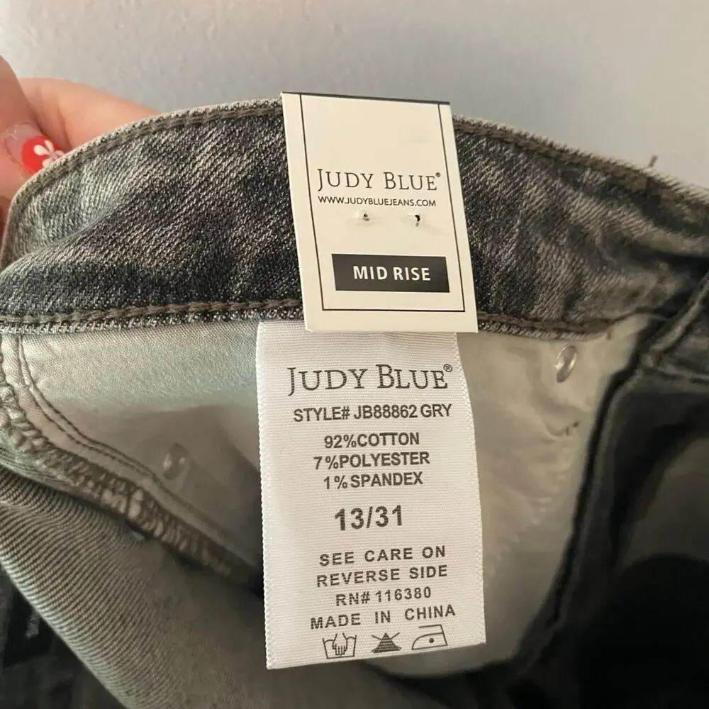 NWT Judy Blue Skinny Fit Mid Rise Gray Wash Jeans Tummy Control Women's 13 / 31 - Picture 13 of 13